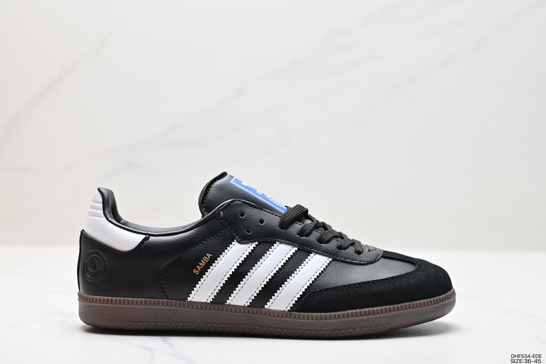 95 阿迪达斯三叶草Adidas Originals Samba Vegan OG”SPD”桑巴舞板鞋“银雾公主蕾丝边焦糖底” FW2427