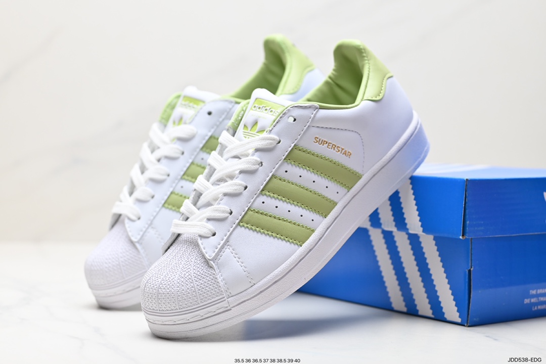 120 阿迪达斯Adidas三叶草 Originals Superstar”Sail/Green/Lace“贝壳头板鞋 FY7713