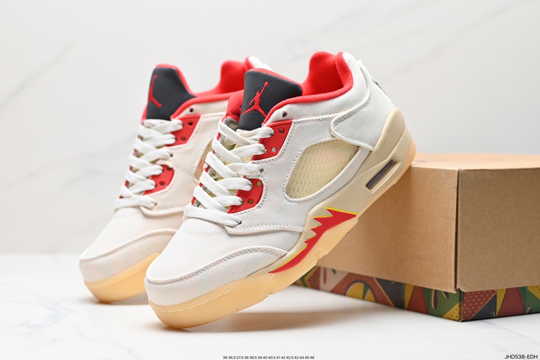 190 Air Jordan 5 Low ”Fire Red“ 8511 AJ5 乔5流川枫白红 纯原低帮篮球鞋