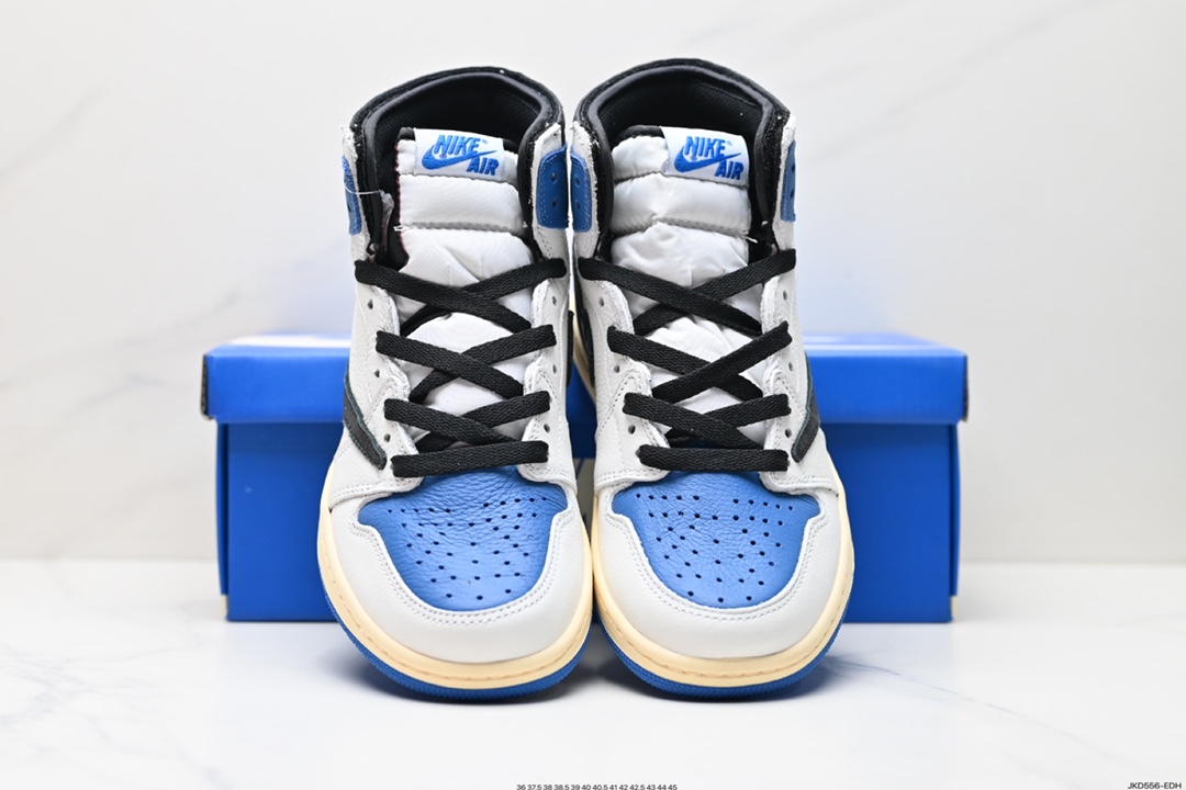 160 Travis Scott x Fragment x Air Jordan 1 Low“Military Blue”闪电倒钩高帮整鞋