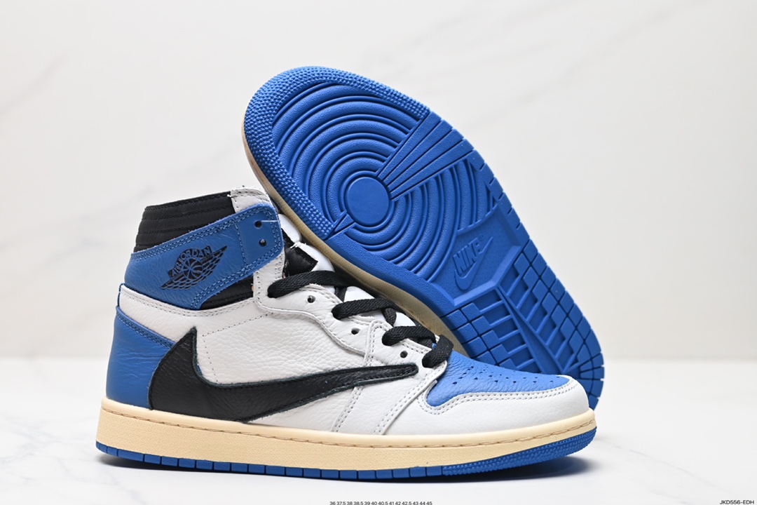 160 Travis Scott x Fragment x Air Jordan 1 Low“Military Blue”闪电倒钩高帮整鞋