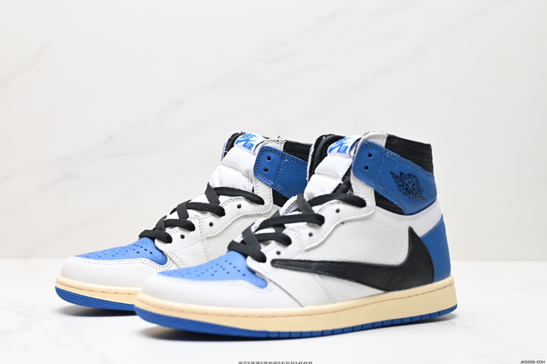 160 Travis Scott x Fragment x Air Jordan 1 Low“Military Blue”闪电倒钩高帮整鞋