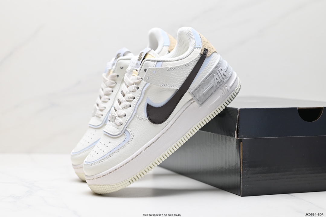 160 Nike WMNS Air Force 1 Shadow 马卡龙军空一号轻增量高低帮搭百板鞋 FD0804-100