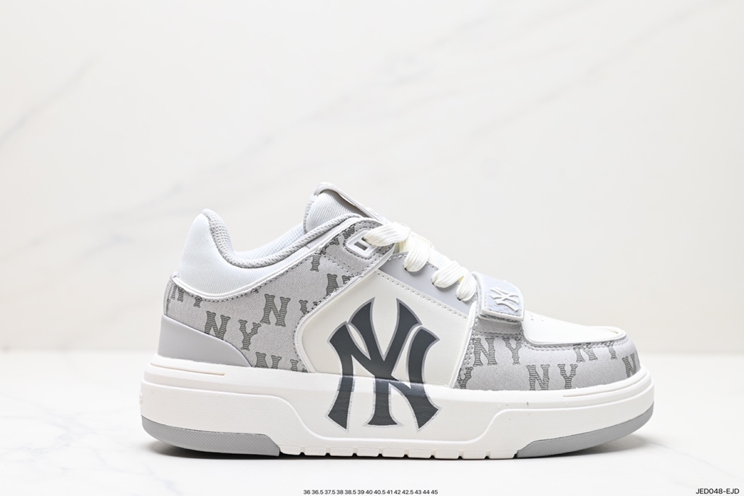 150  MLB Chunky Liner New York Yankees学长鞋系列慢跑鞋“皮革白黑NY印花”3ASXLM13N