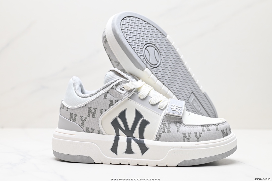 150  MLB Chunky Liner New York Yankees学长鞋系列慢跑鞋“皮革白黑NY印花”3ASXLM13N