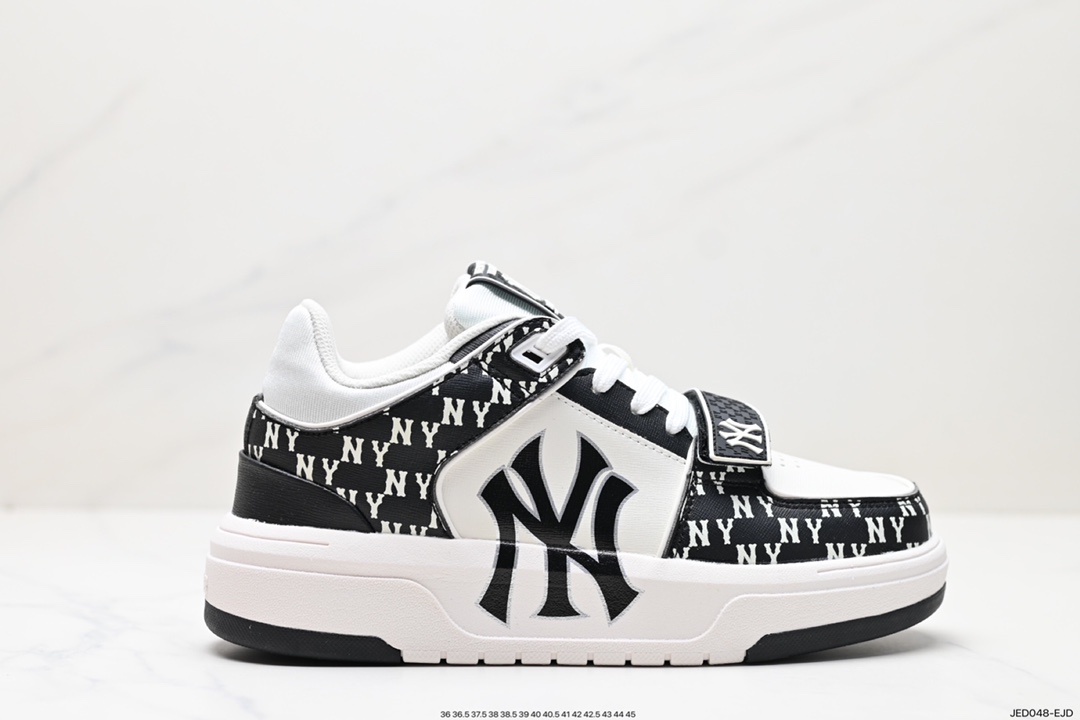 150  MLB Chunky Liner New York Yankees学长鞋系列慢跑鞋“皮革白黑NY印花”3ASXLM13N