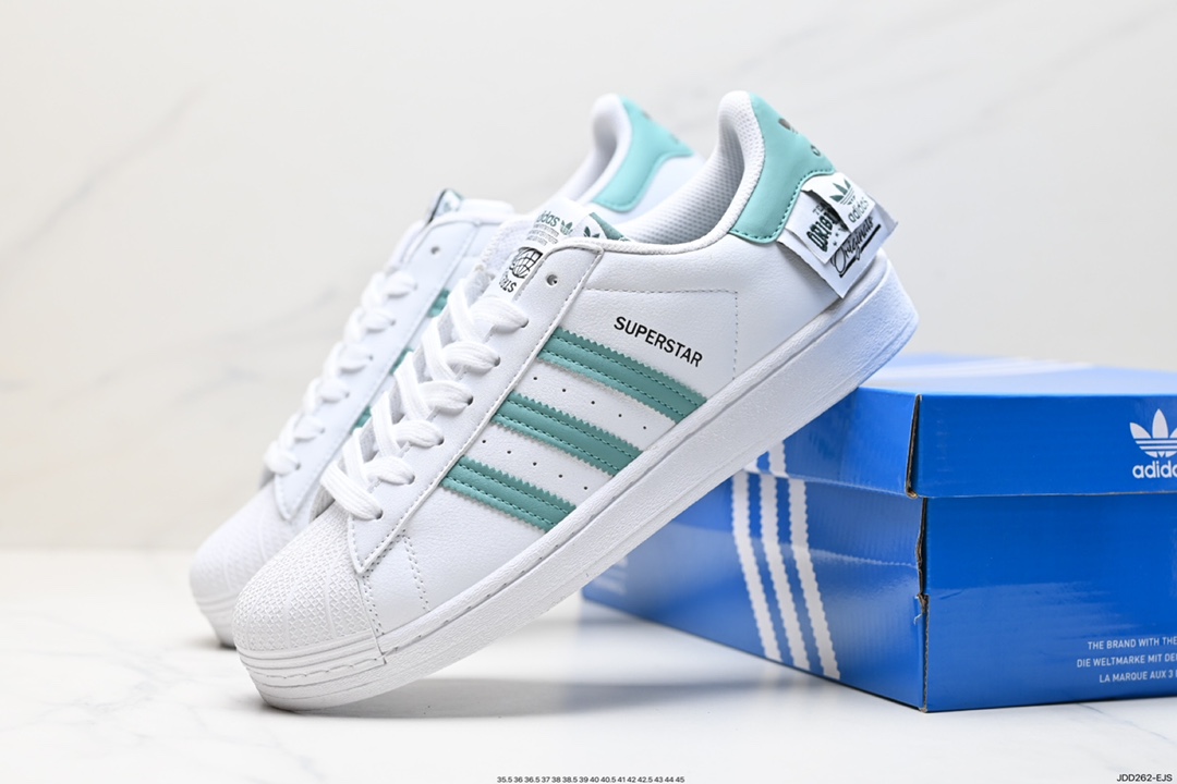 120 阿迪达斯Adidas三叶草 Originals Superstar”Sail/Green/Lace“贝壳头板鞋 GW4441