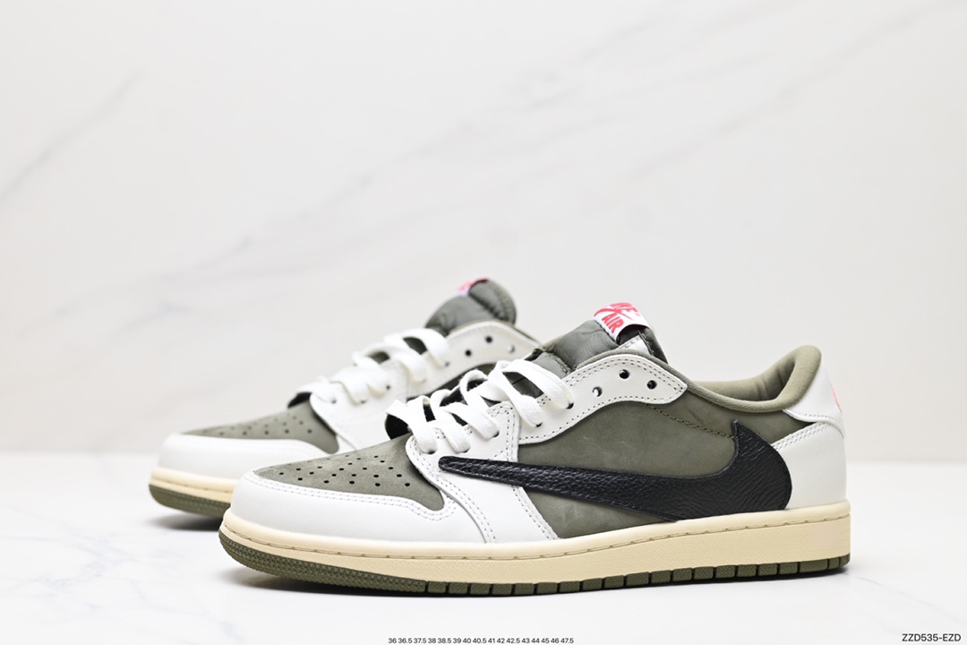 250 fragment design x Travis Scott x Nike Air Jordan 1 Low OG SP”Black/Green Toe“AJ1乔丹一代篮球鞋 DM7866-200