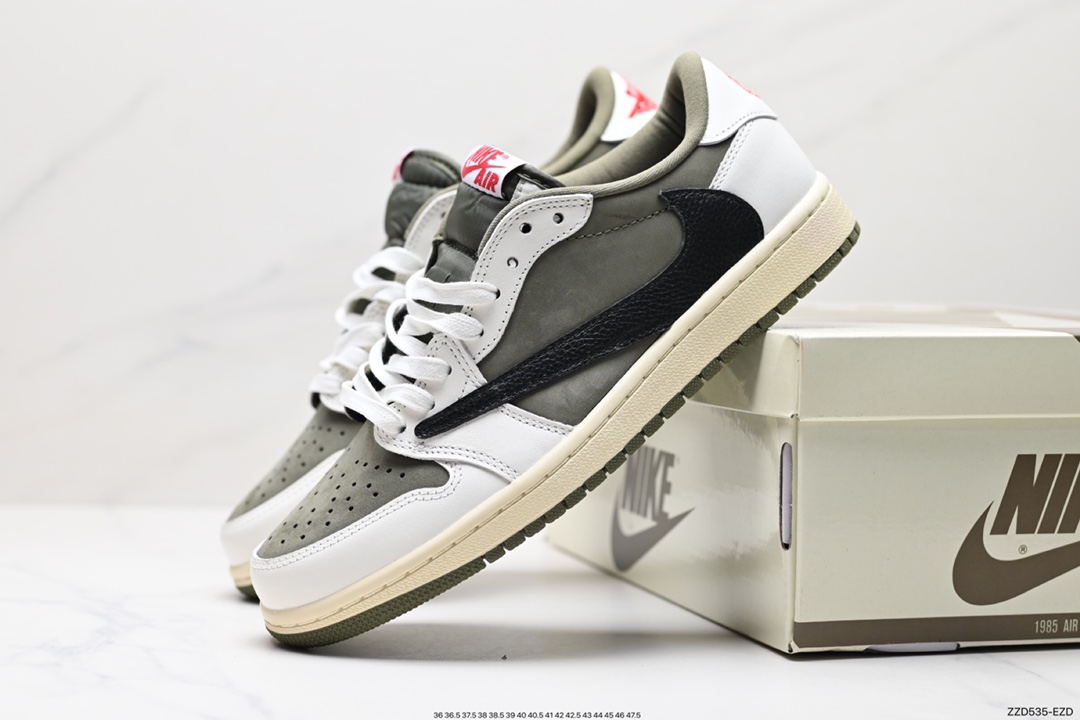 250 fragment design x Travis Scott x Nike Air Jordan 1 Low OG SP”Black/Green Toe“AJ1乔丹一代篮球鞋 DM7866-200