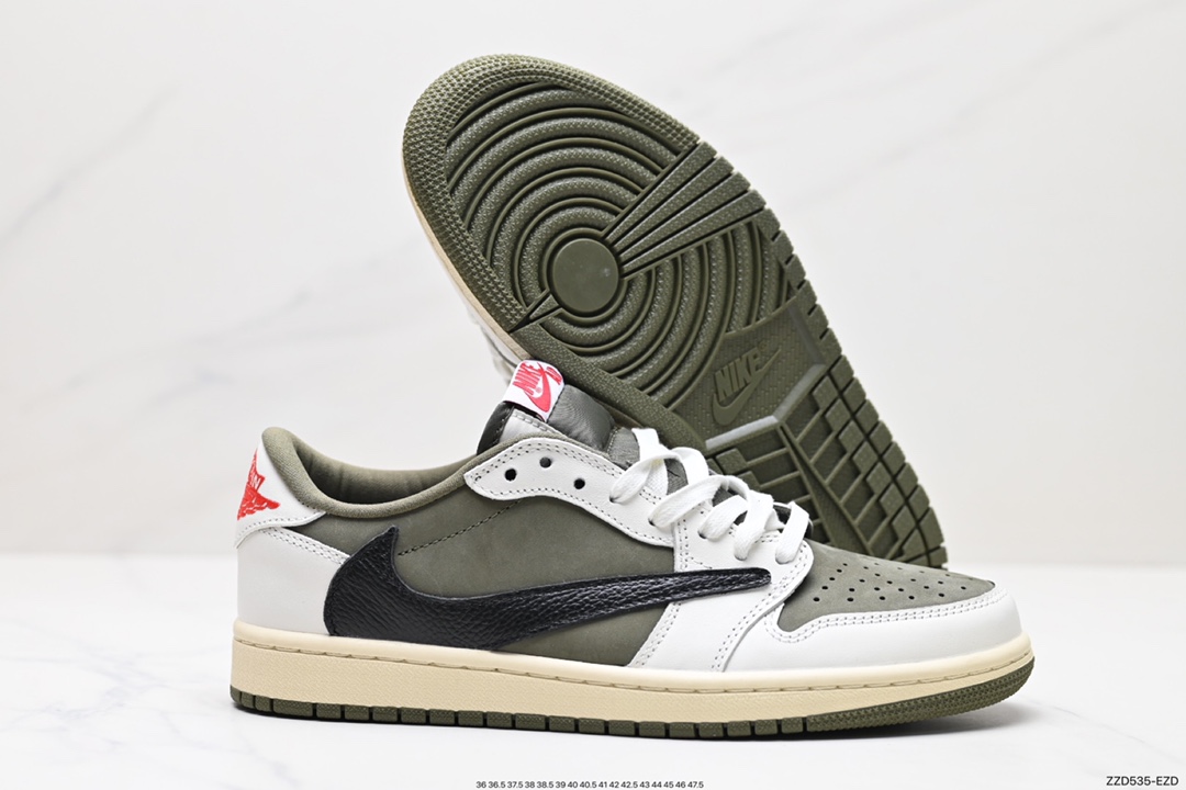 250 fragment design x Travis Scott x Nike Air Jordan 1 Low OG SP”Black/Green Toe“AJ1乔丹一代篮球鞋 DM7866-200