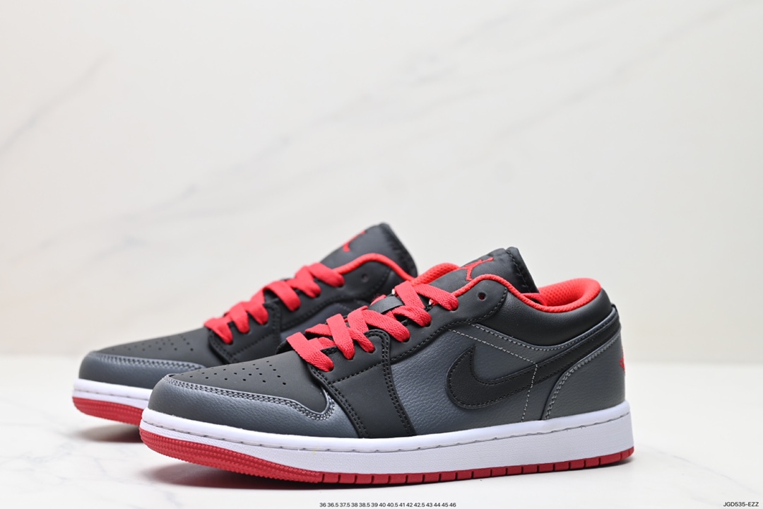 180 耐克 Nike Air Jordan 1 Low 灰银黑红 AJ1 乔1 低帮潮流缓震运动休闲板鞋 553558-002