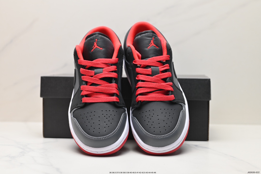 180 耐克 Nike Air Jordan 1 Low 灰银黑红 AJ1 乔1 低帮潮流缓震运动休闲板鞋 553558-002