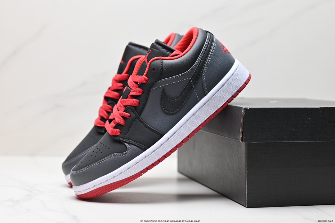 180 耐克 Nike Air Jordan 1 Low 灰银黑红 AJ1 乔1 低帮潮流缓震运动休闲板鞋 553558-002