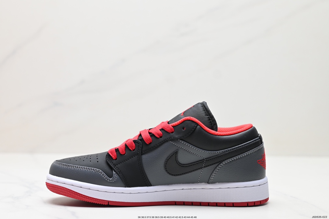 180 耐克 Nike Air Jordan 1 Low 灰银黑红 AJ1 乔1 低帮潮流缓震运动休闲板鞋 553558-002