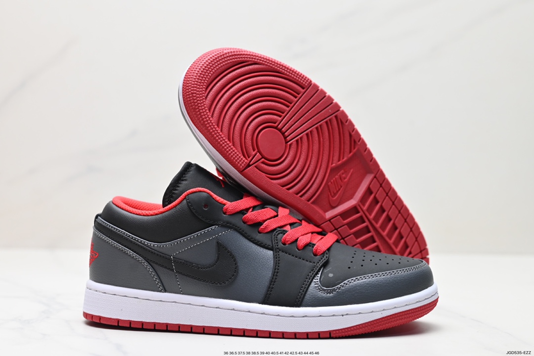 180 耐克 Nike Air Jordan 1 Low 灰银黑红 AJ1 乔1 低帮潮流缓震运动休闲板鞋 553558-002