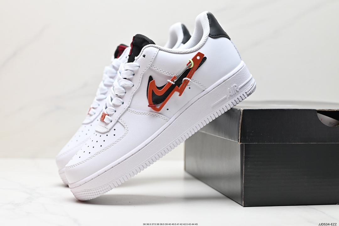 130 Nike Air Force 1 ‘07 Low PRM”Carabiner Swoosh“黑白红 DH7579-100