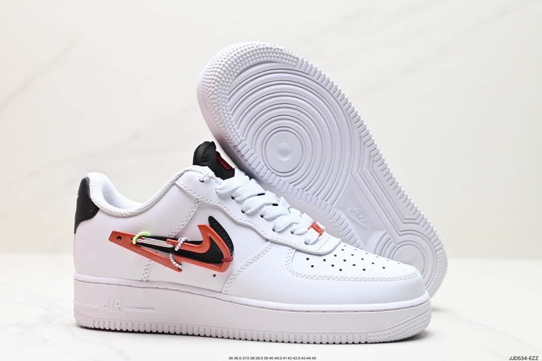 130 Nike Air Force 1 ‘07 Low PRM”Carabiner Swoosh“黑白红 DH7579-100