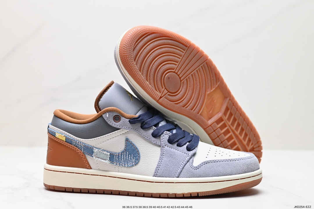 160 NK Air Jordan 1 Low SE”Phantom Denim Swoosh“AJ1乔丹一篮球鞋“灰棕牛仔蓝情人节” FZ5042-041