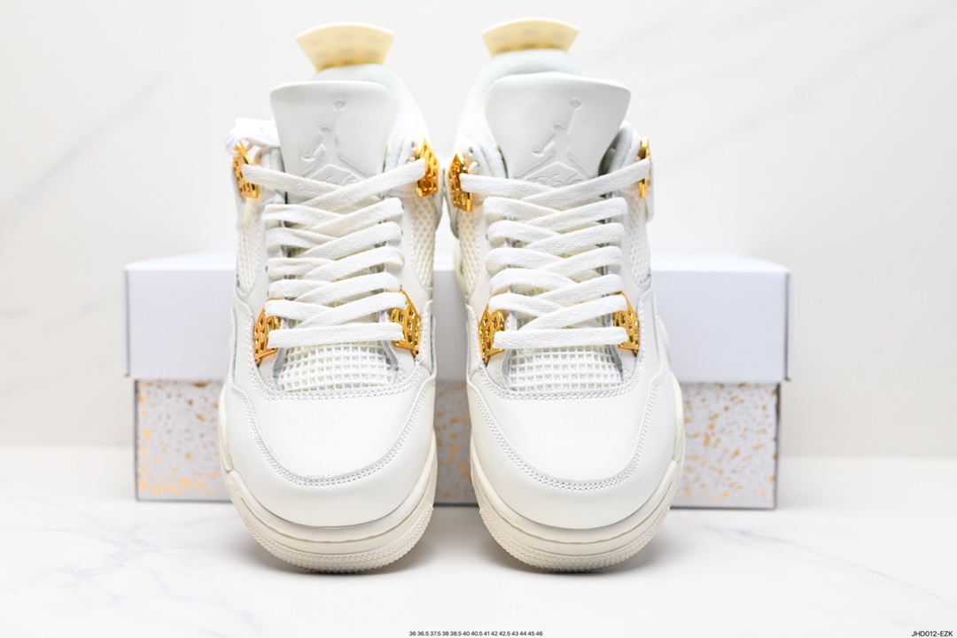 190 耐克Nike Wmns Air Jordan 4 OG’‘Sail Metallic Gold“迈克尔·乔丹AJ4代中帮篮球鞋“盐白金属金扣”AQ9129-170