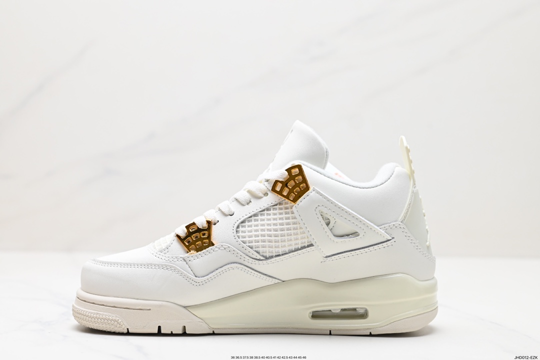 190 耐克Nike Wmns Air Jordan 4 OG’‘Sail Metallic Gold“迈克尔·乔丹AJ4代中帮篮球鞋“盐白金属金扣”AQ9129-170