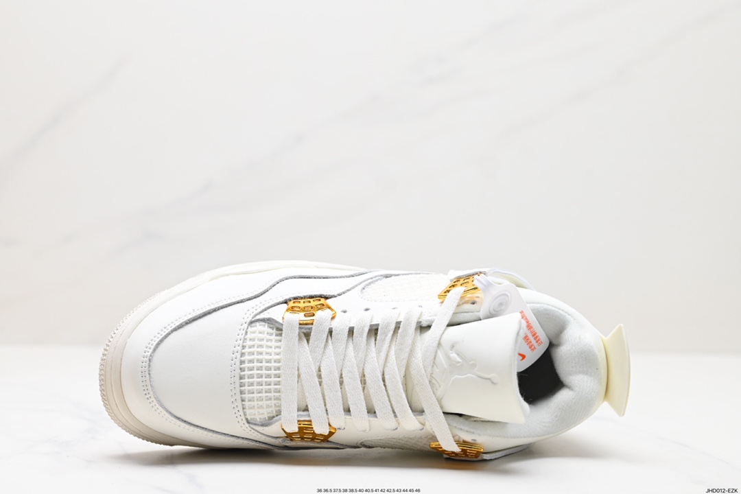 190 耐克Nike Wmns Air Jordan 4 OG’‘Sail Metallic Gold“迈克尔·乔丹AJ4代中帮篮球鞋“盐白金属金扣”AQ9129-170