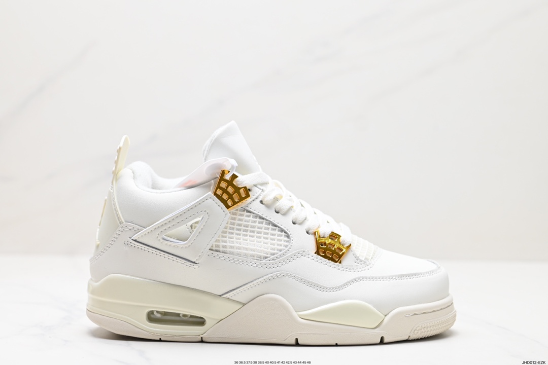 190 耐克Nike Wmns Air Jordan 4 OG’‘Sail Metallic Gold“迈克尔·乔丹AJ4代中帮篮球鞋“盐白金属金扣”AQ9129-170