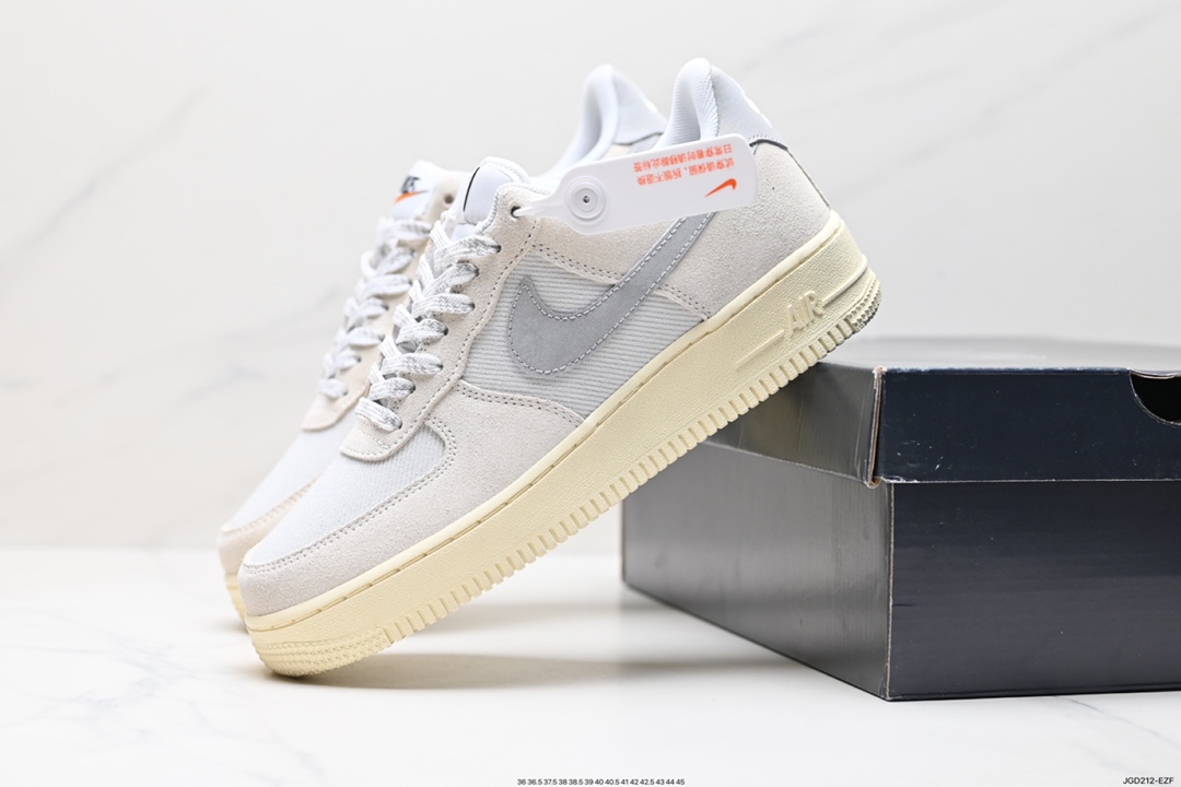 180 Nike Air Force 1 Low 翻毛浅灰帆布拼接 DO9801-100