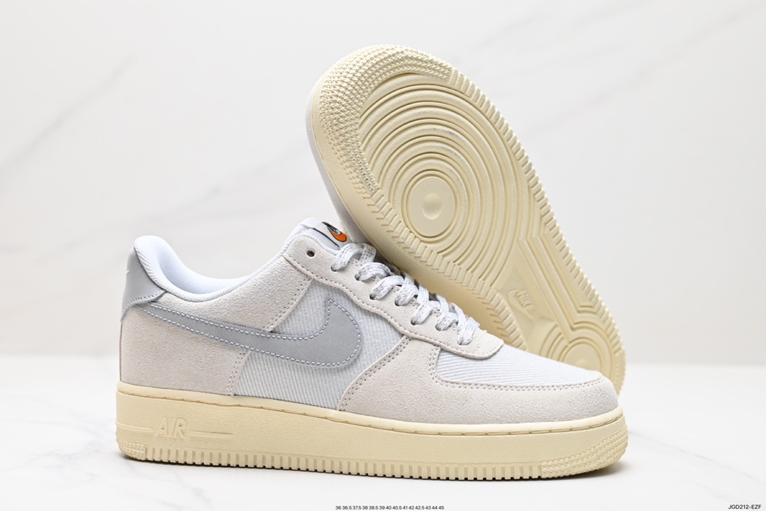 180 Nike Air Force 1 Low 翻毛浅灰帆布拼接 DO9801-100