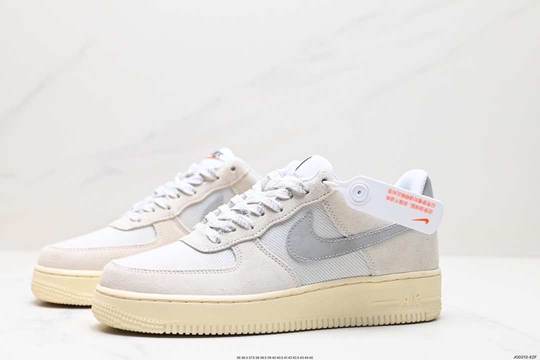 180 Nike Air Force 1 Low 翻毛浅灰帆布拼接 DO9801-100