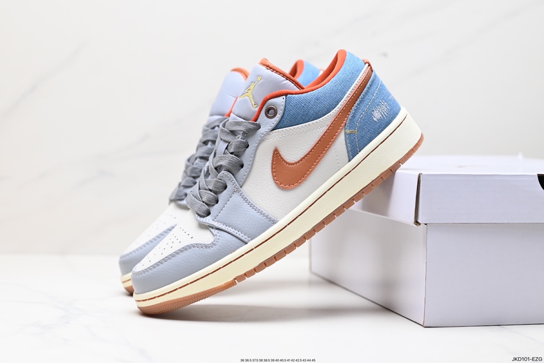 160 耐克Nike Air Jordan 1 Low SE"Phantom Denim Swoosh"AJ1乔丹一代低帮篮球鞋“灰棕牛仔蓝情人节”FZ5045-091