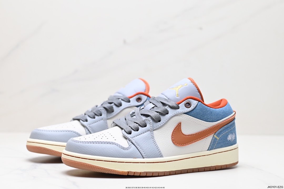 160 耐克Nike Air Jordan 1 Low SE"Phantom Denim Swoosh"AJ1乔丹一代低帮篮球鞋“灰棕牛仔蓝情人节”FZ5045-091