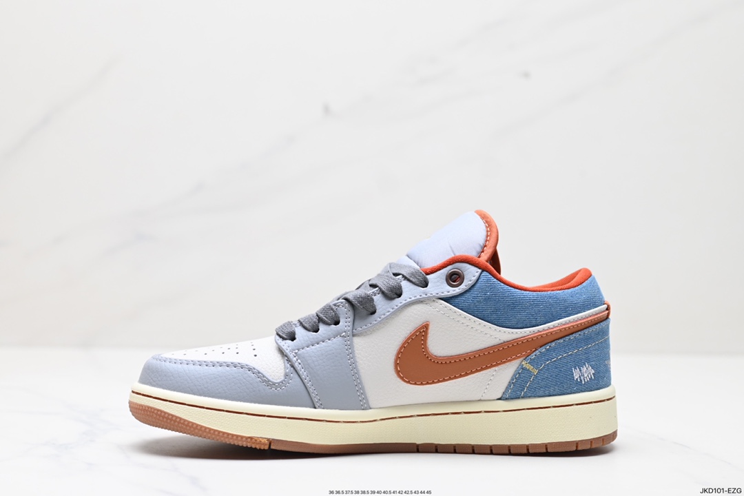 160 耐克Nike Air Jordan 1 Low SE"Phantom Denim Swoosh"AJ1乔丹一代低帮篮球鞋“灰棕牛仔蓝情人节”FZ5045-091