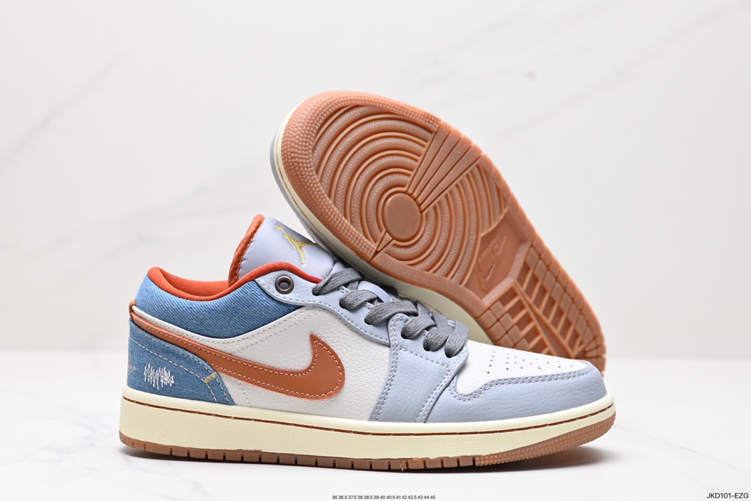 160 耐克Nike Air Jordan 1 Low SE"Phantom Denim Swoosh"AJ1乔丹一代低帮篮球鞋“灰棕牛仔蓝情人节”FZ5045-091