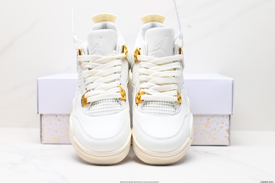 240 耐克Nike Wmns Air Jordan 4 OG’‘Sail Metallic Gold“迈克尔·乔丹AJ4代中帮篮球鞋“盐白金属金扣”AQ9129-170