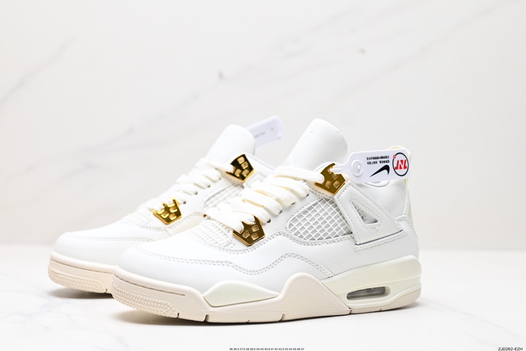 240 耐克Nike Wmns Air Jordan 4 OG’‘Sail Metallic Gold“迈克尔·乔丹AJ4代中帮篮球鞋“盐白金属金扣”AQ9129-170