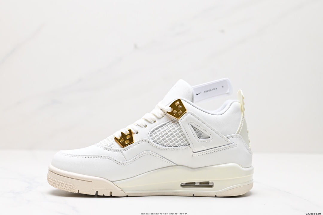 240 耐克Nike Wmns Air Jordan 4 OG’‘Sail Metallic Gold“迈克尔·乔丹AJ4代中帮篮球鞋“盐白金属金扣”AQ9129-170