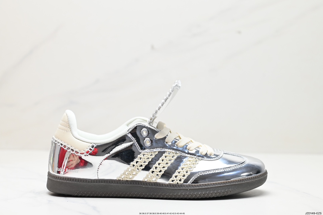 140 Wales Bonner x Adidas Originals Samba Classic”Silver Metallic”桑巴舞板鞋“镜面银米白焦糖底”IG8181