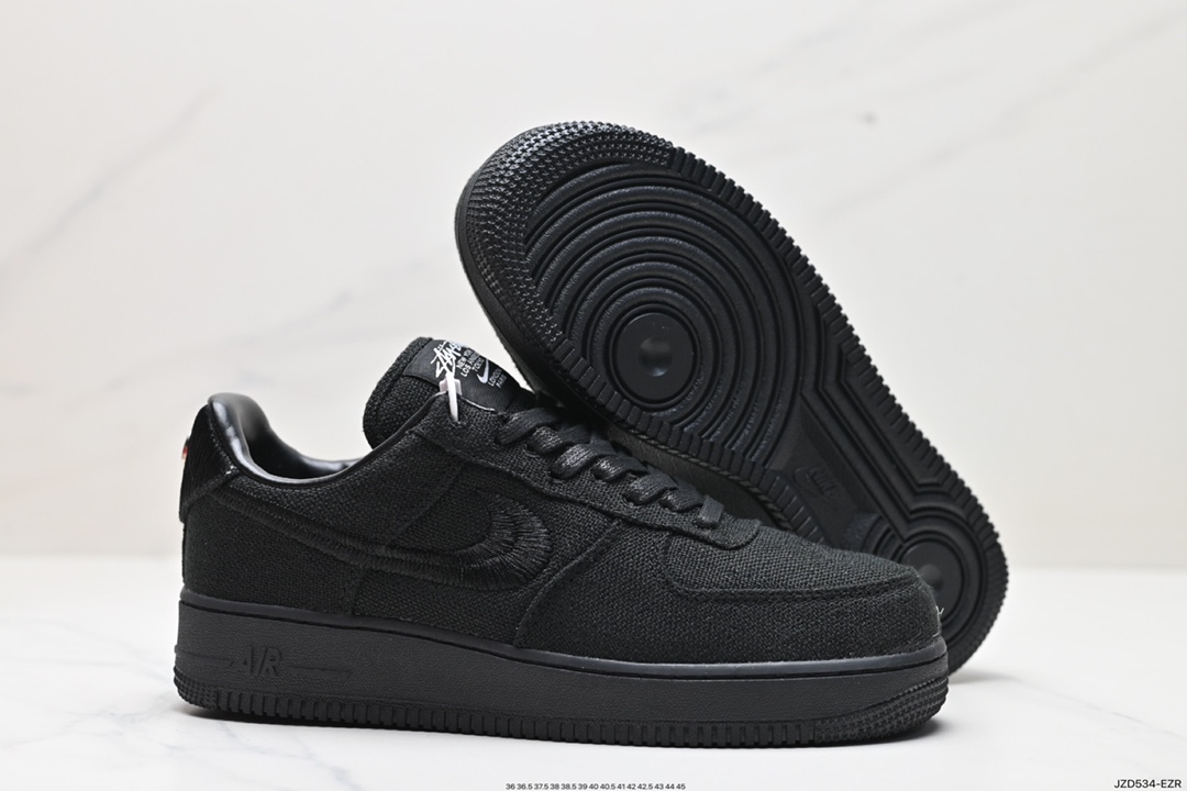 140 Stussy x Nike Air Force 1 ‘07 ”Black Cool“ 斯图西联名空军一号低帮休闲板鞋  CZ9084-001