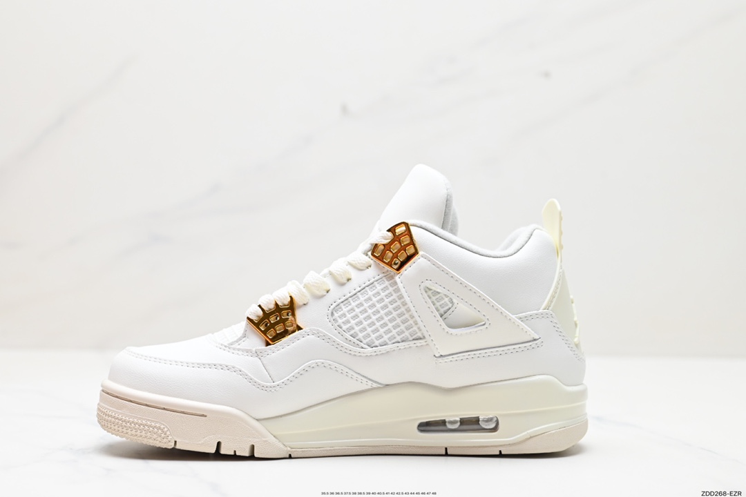 230 耐克Nike Wmns Air Jordan 4 OG’‘Sail Metallic Gold“迈克尔·乔丹AJ4代中帮篮球鞋“盐白金属金扣” AQ9129-170