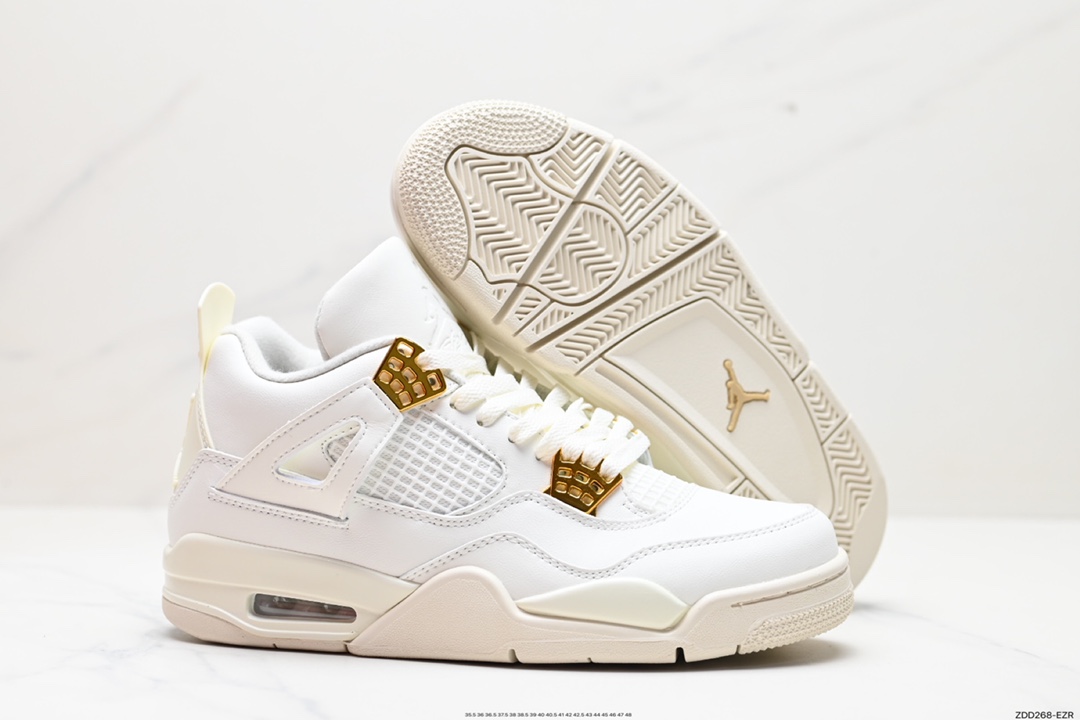 230 耐克Nike Wmns Air Jordan 4 OG’‘Sail Metallic Gold“迈克尔·乔丹AJ4代中帮篮球鞋“盐白金属金扣” AQ9129-170