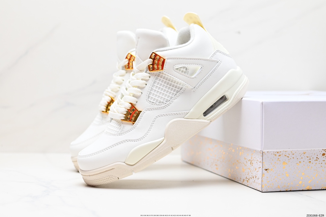 230 耐克Nike Wmns Air Jordan 4 OG’‘Sail Metallic Gold“迈克尔·乔丹AJ4代中帮篮球鞋“盐白金属金扣” AQ9129-170