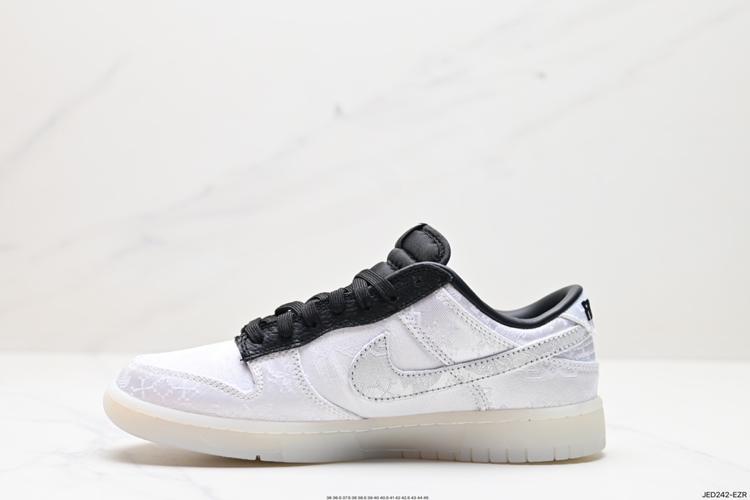 150 Fragment Design x Clot x Nike SB Dunk Low”20th Anniversary/White Silk”扣篮板鞋“联名丝绸白黑刮刮乐” FN0315-110