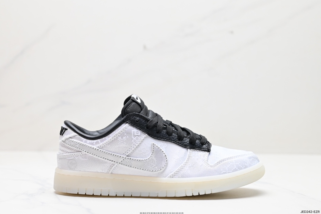 150 Fragment Design x Clot x Nike SB Dunk Low”20th Anniversary/White Silk”扣篮板鞋“联名丝绸白黑刮刮乐” FN0315-110