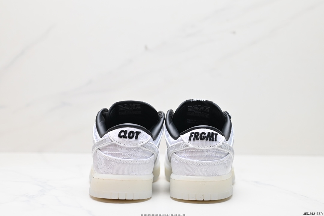 Fragment Design x Clot x Nike SB Dunk Low”20th Anniversary/White Silk” Dunk Shoes ”Joint Silk White and Black Scratch Lottery” FN0315-110