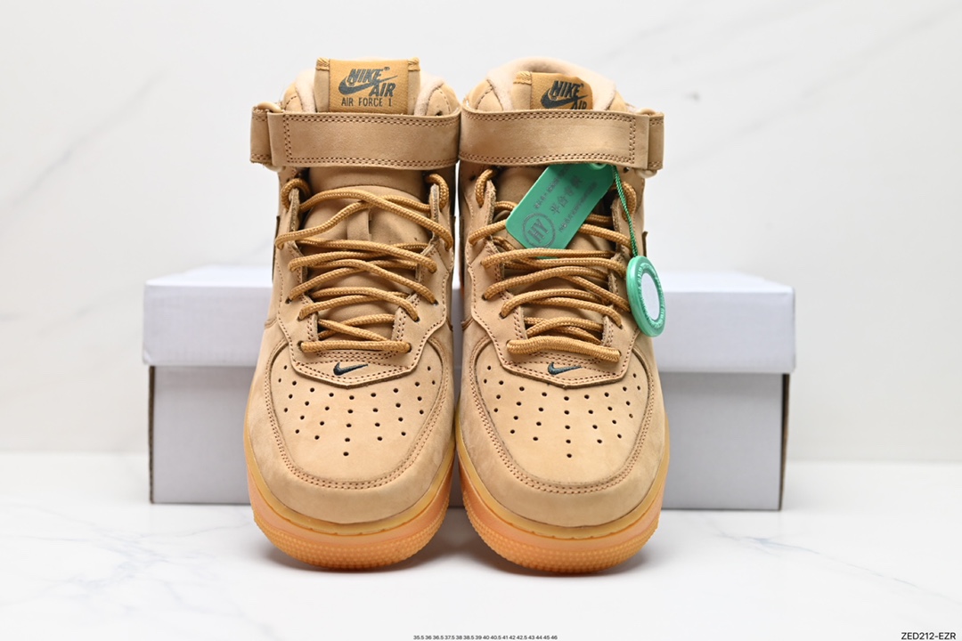 260 NK Air Force 1 ‘07 Mid”Wheat/Flax“空军一号经典中帮百搭休闲运动板鞋 小麦黄棕18款 715889-200