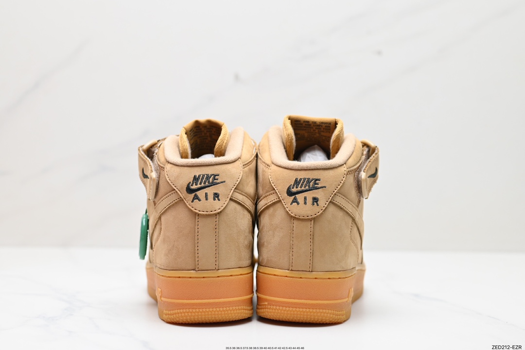 260 NK Air Force 1 ‘07 Mid”Wheat/Flax“空军一号经典中帮百搭休闲运动板鞋 小麦黄棕18款 715889-200