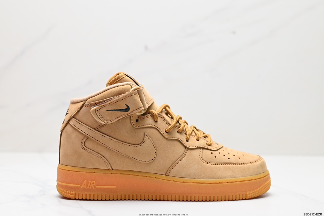 260 NK Air Force 1 ‘07 Mid”Wheat/Flax“空军一号经典中帮百搭休闲运动板鞋 小麦黄棕18款 715889-200