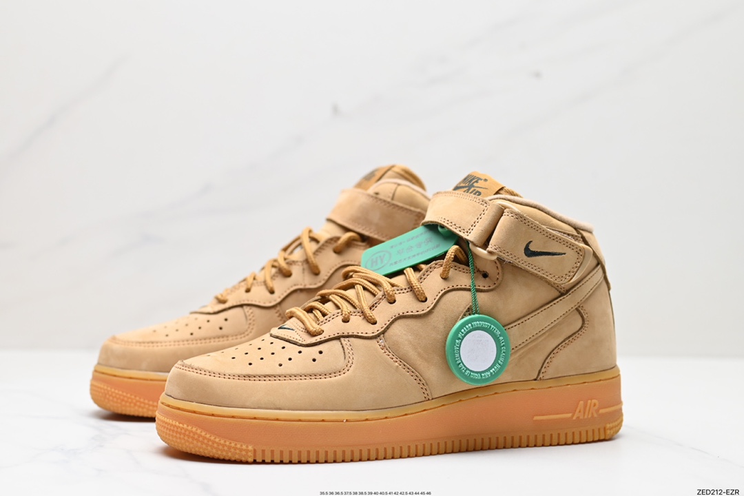 260 NK Air Force 1 ‘07 Mid”Wheat/Flax“空军一号经典中帮百搭休闲运动板鞋 小麦黄棕18款 715889-200