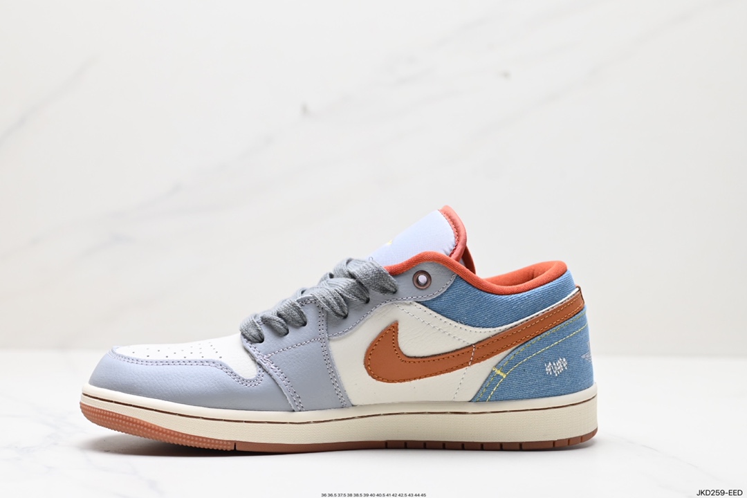 160 Nike Air Jordan 1 Low SE"Phantom Denim Swoosh"AJ1乔丹一代低帮篮球鞋“灰棕牛仔蓝情人节” FZ5045-091