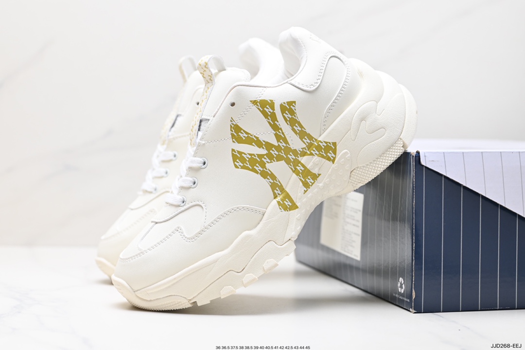 Korea Limited Release NY Yankees Limited x MLB Big Ball Chunky Mesh Thick-soled Daddy Running Shoes 3ASHBCW3N (GP007)